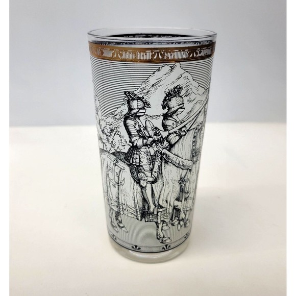 Vintage Cera High Ball Knights Camelot Glasses Tumblers MCM 22K Gold Trim Durer - Picture 6 of 14
